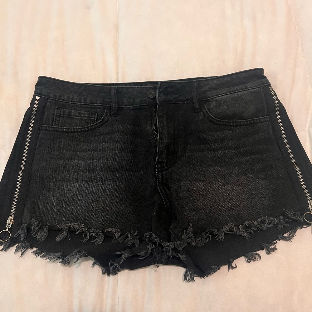 Guess Black Distressed Denim Shorts
